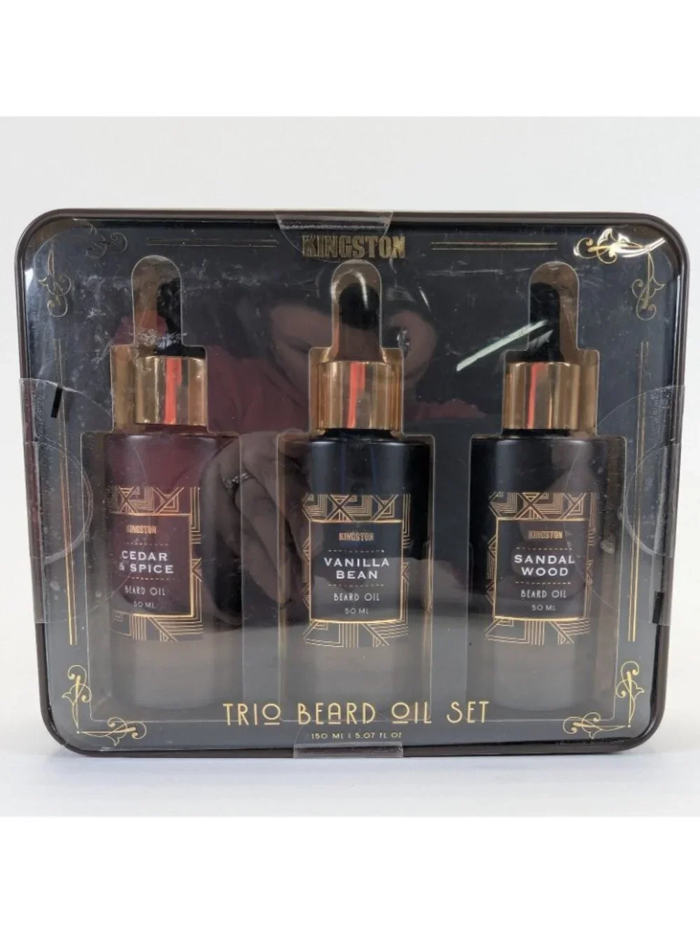 Kingston Beard Oil Trio Set Cedar, Vanilla, Sandal Wood Full Size 3 Bottles BNIB